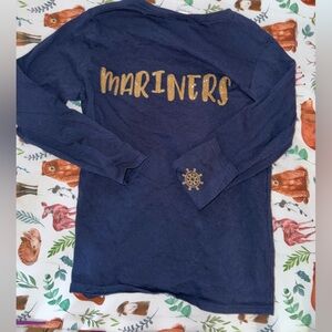 Navy Long Sleeve Mariners Shirt with Gold Accents